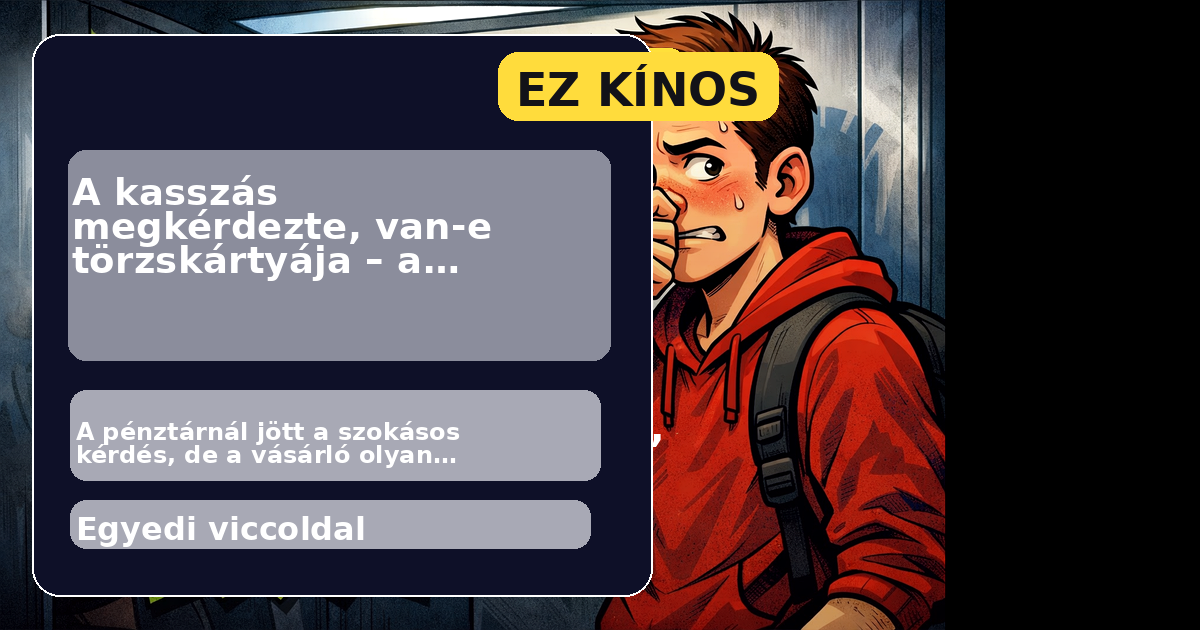 Hétköznapi vicc kasszásnál vásárlóval és törzskártyával