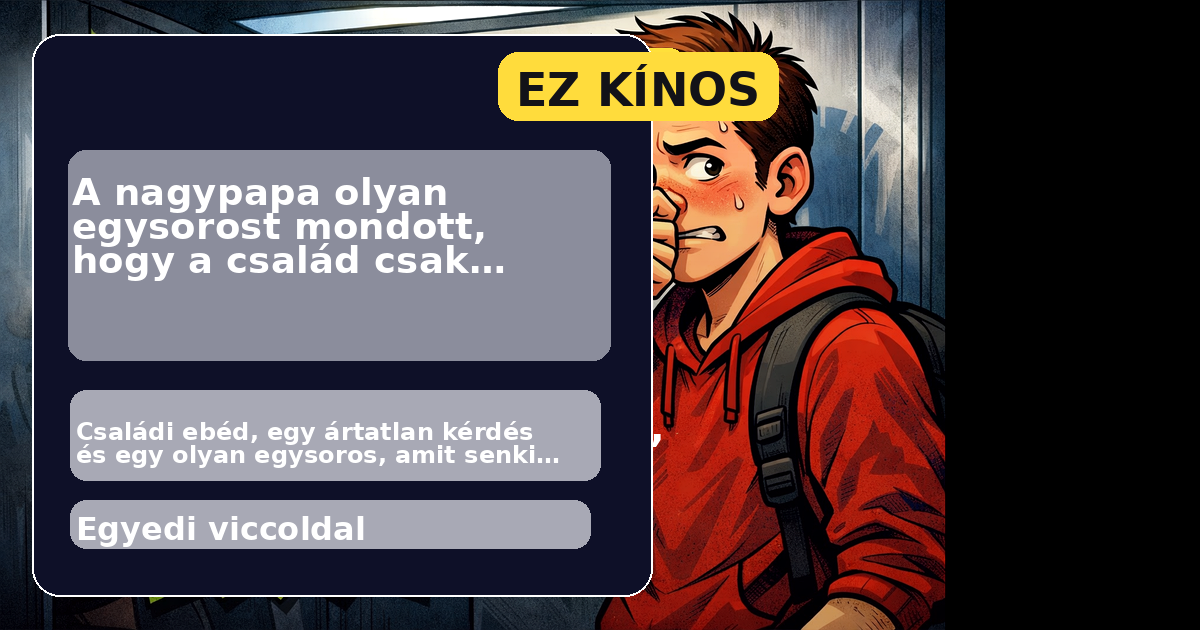 Családi ebédasztalnál nevető nagypapa