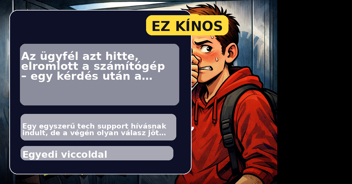 Tech support vicc egy ügyféllel és egy nem működő számítógéppel